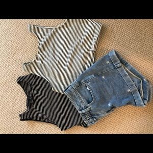 Striped crop top tank x2